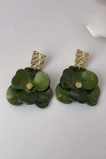 Pendientes en forma de flor acrílica verde